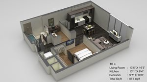 Block 17 Apartments TB 4 3D Floor Plan